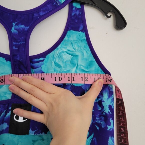 Champion Blue Purple Floral Watercolor Print Racerback Sports Bra Size Large - Picture 10 of 12